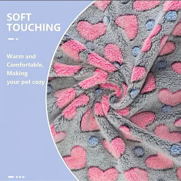 Warm Soft Plush Premium Fleece Pet Cat Dog Heart Blanket DK GRAY 41'x30" LARGE - Picture 7 of 10